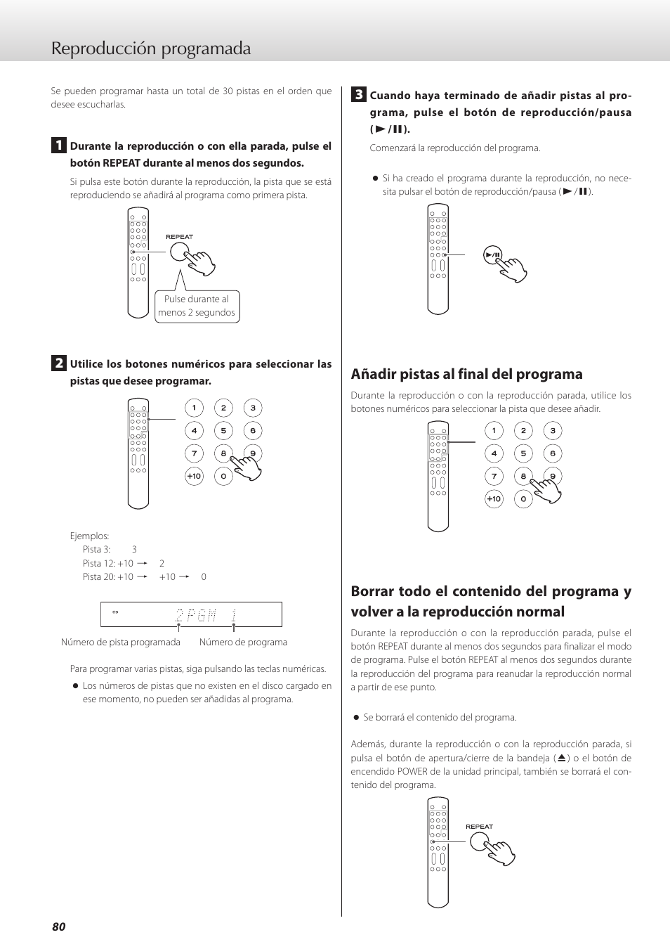 Reproducción programada, Añadir pistas al final del programa | Teac K-05X User Manual | Page 80 / 96