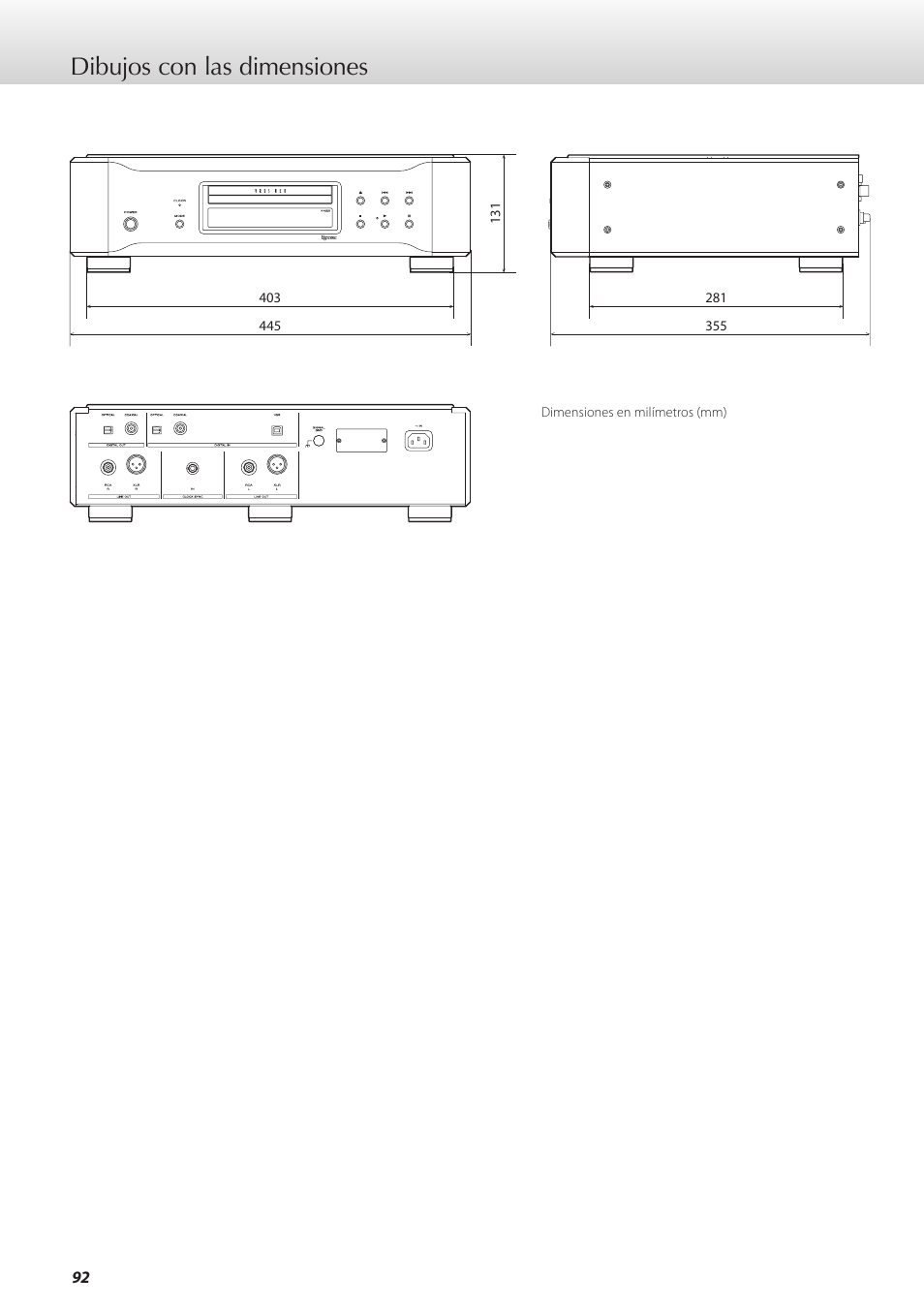 Dibujos con las dimensiones | Teac K-05X User Manual | Page 92 / 96