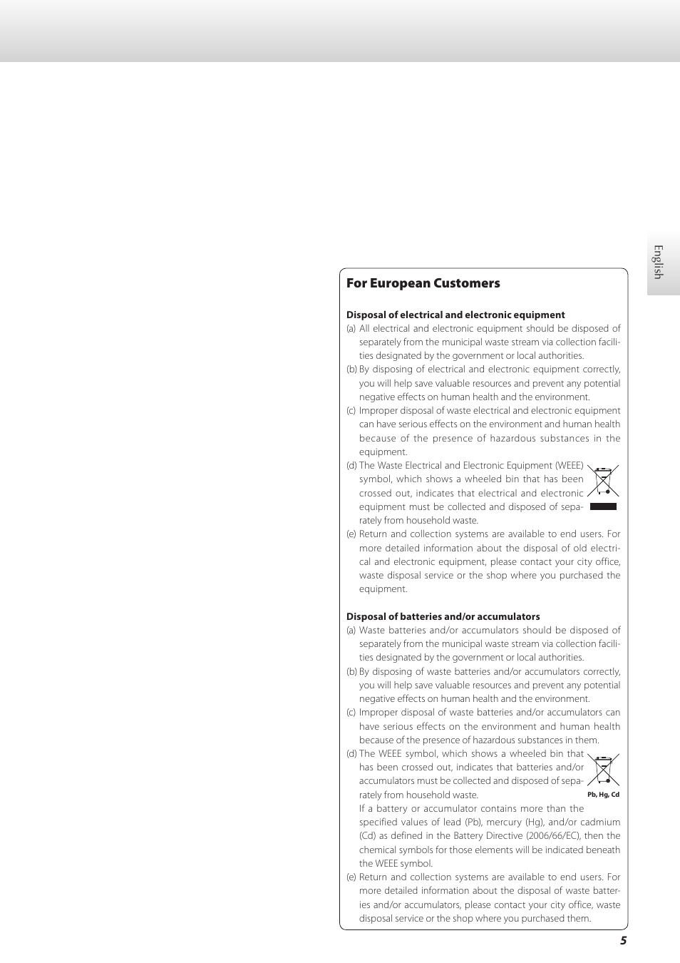 English, For european customers | Teac K-07 User Manual | Page 5 / 96