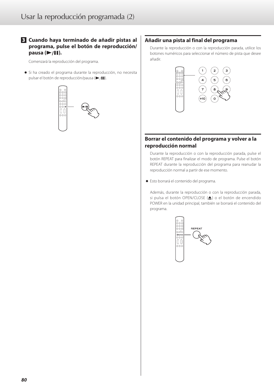 Usar la reproducción programada (2) | Teac K-07 User Manual | Page 80 / 96