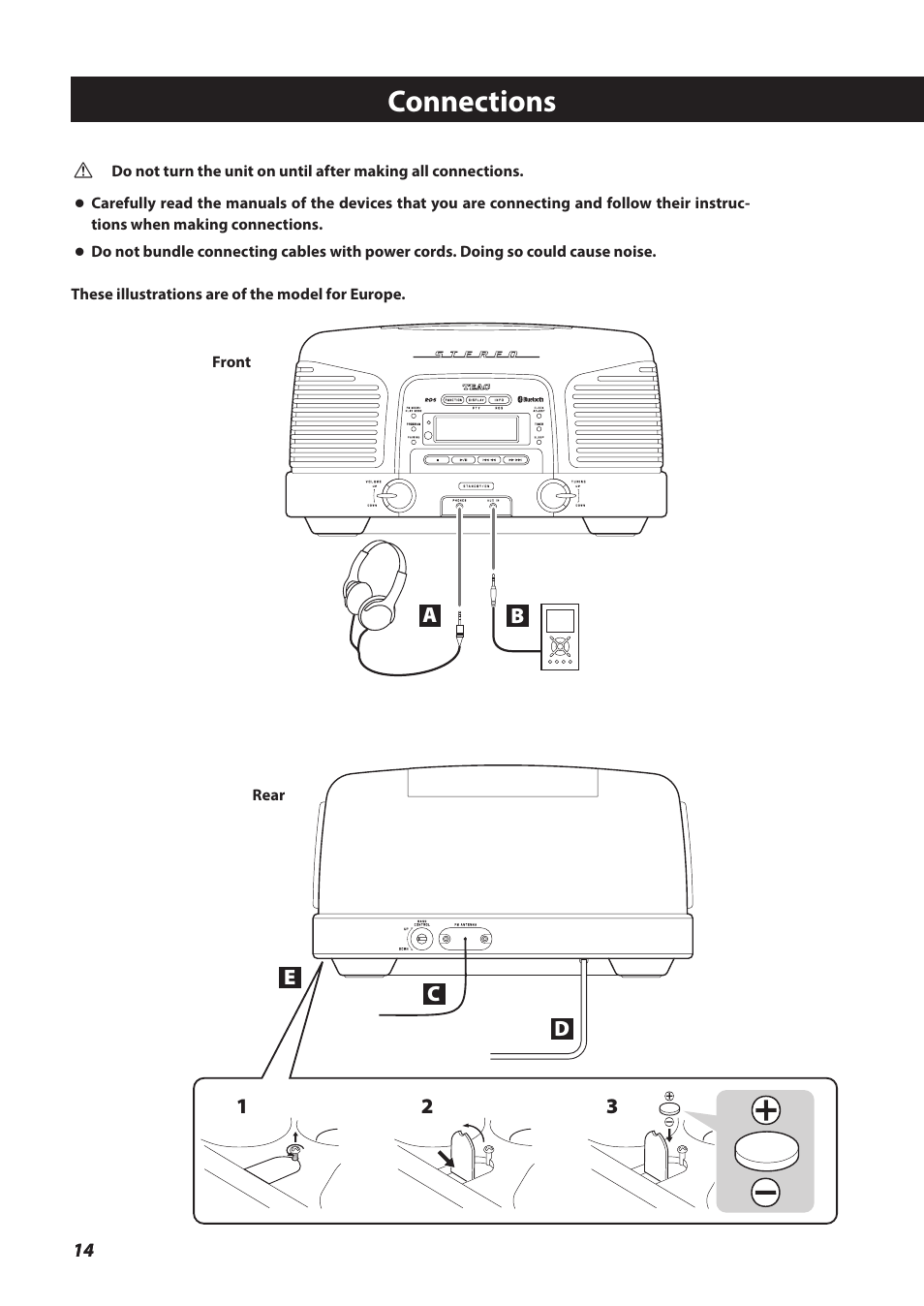 Connections | Teac SL-D930 User Manual | Page 14 / 140