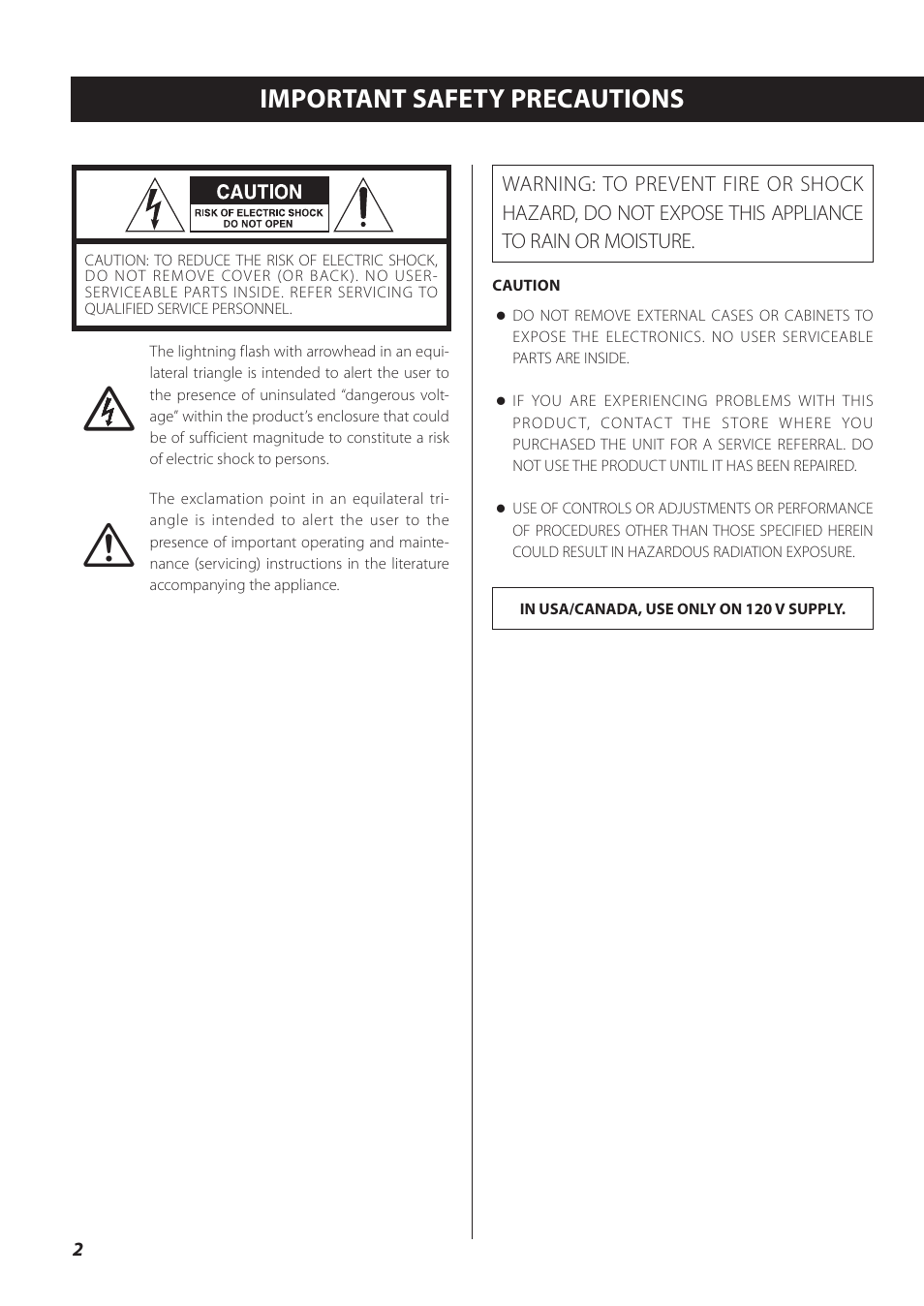 Important safety precautions | Teac SL-D930 User Manual | Page 2 / 140