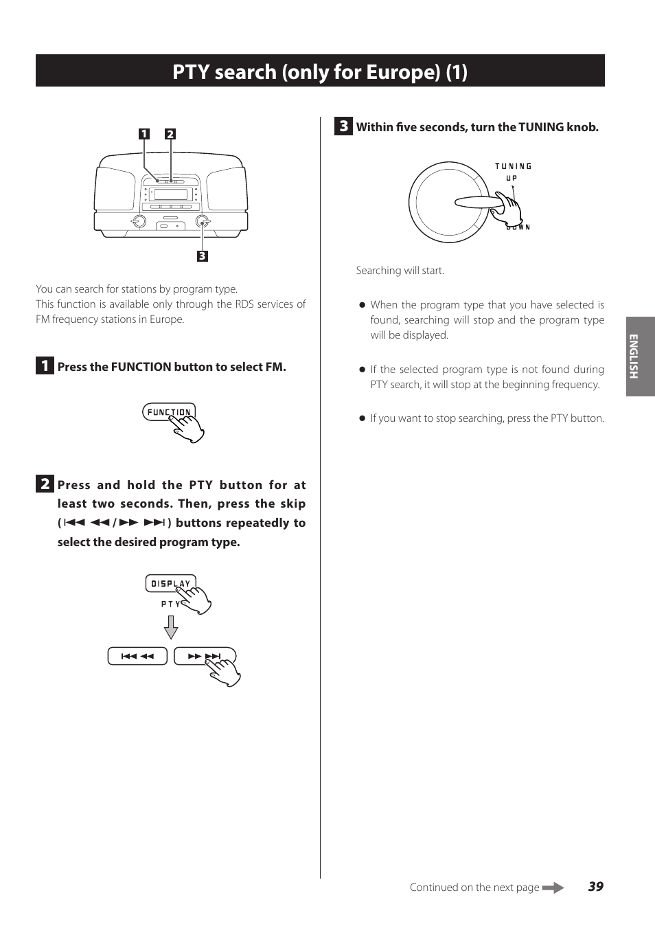 Pty search (only for europe), Pty search (only for europe) (1) | Teac SL-D930 User Manual | Page 39 / 140