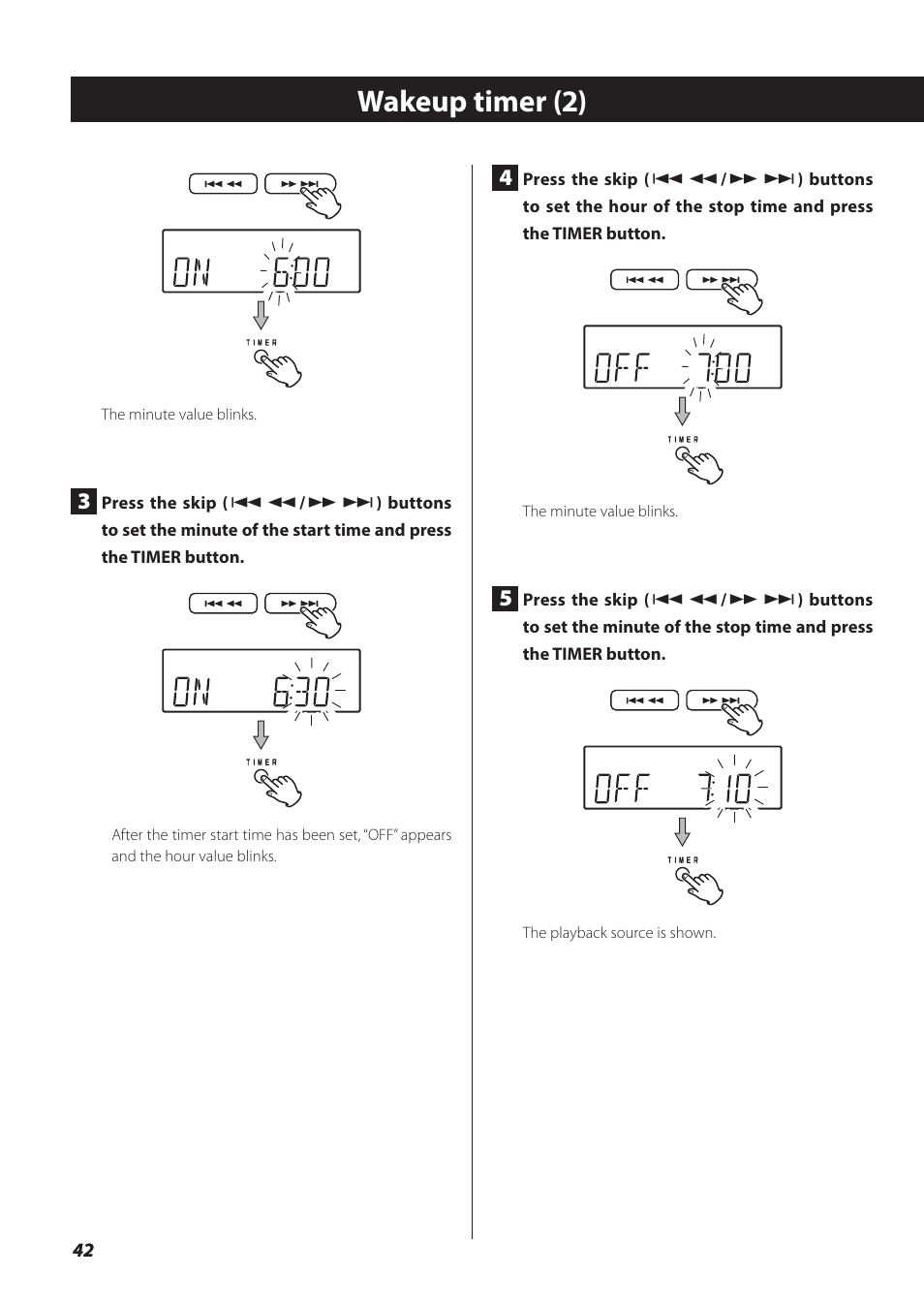 Wakeup timer (2) | Teac SL-D930 User Manual | Page 42 / 140