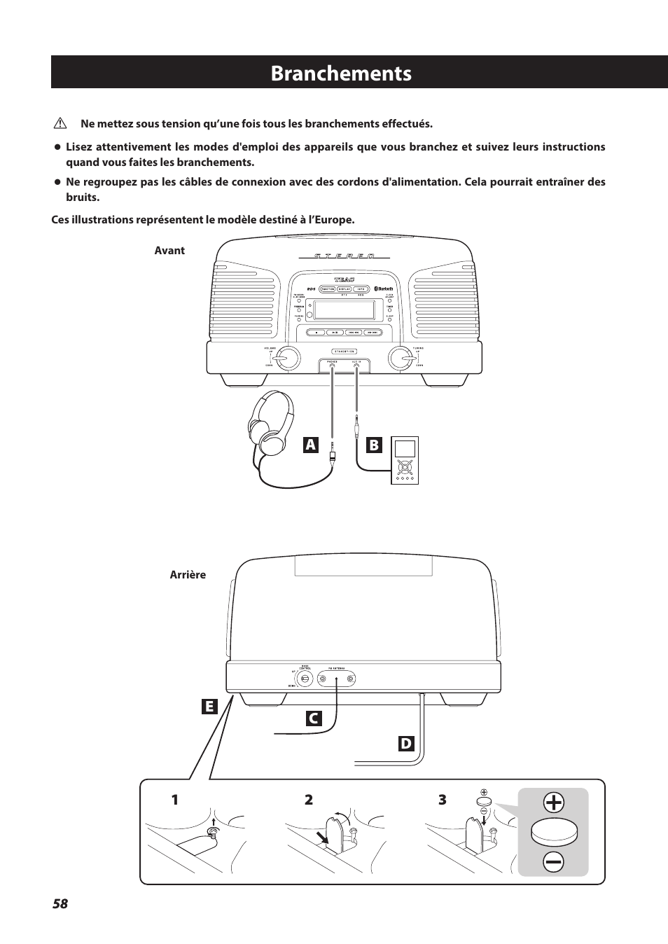 Branchements | Teac SL-D930 User Manual | Page 58 / 140