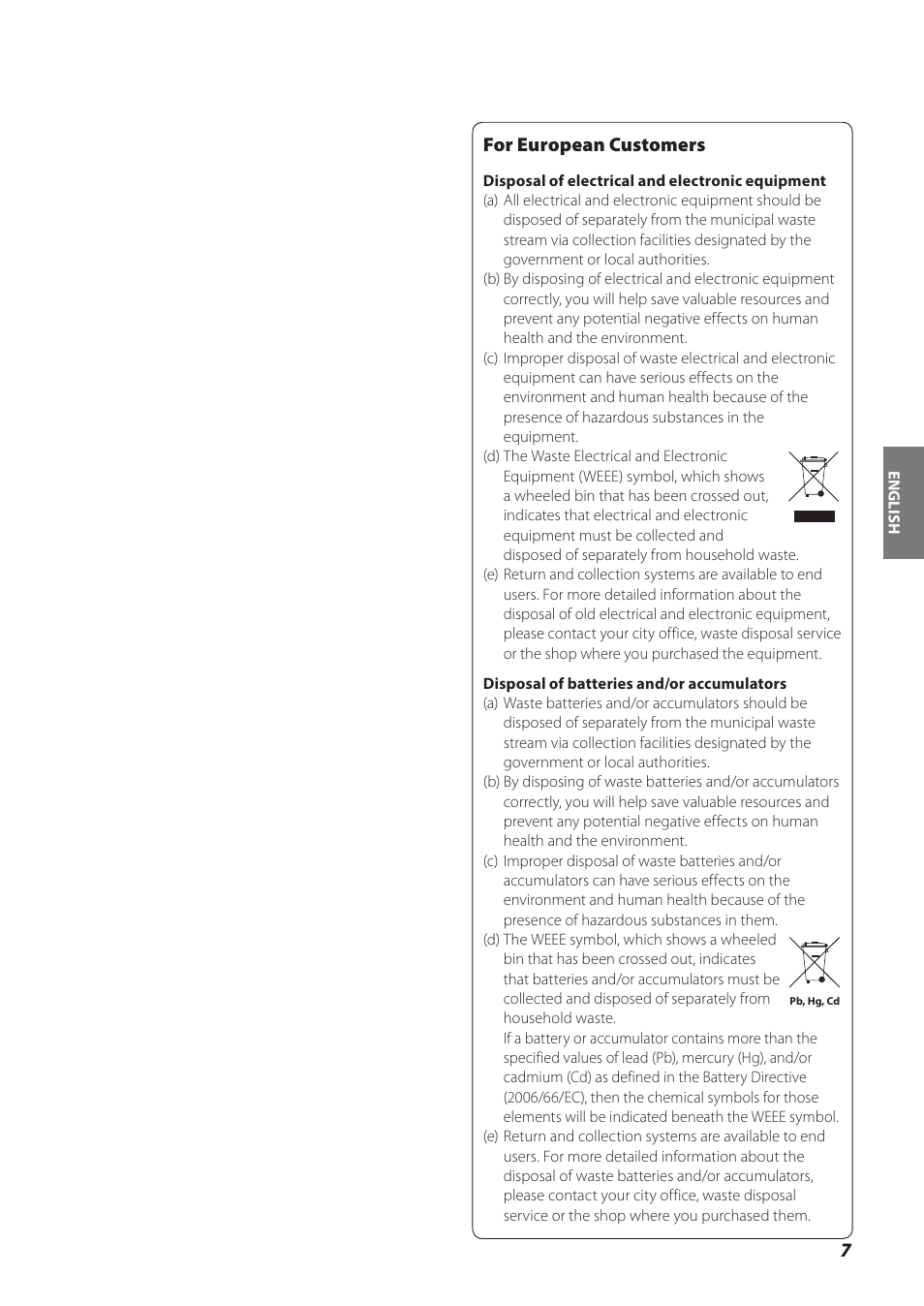 For european customers | Teac SL-D930 User Manual | Page 7 / 140