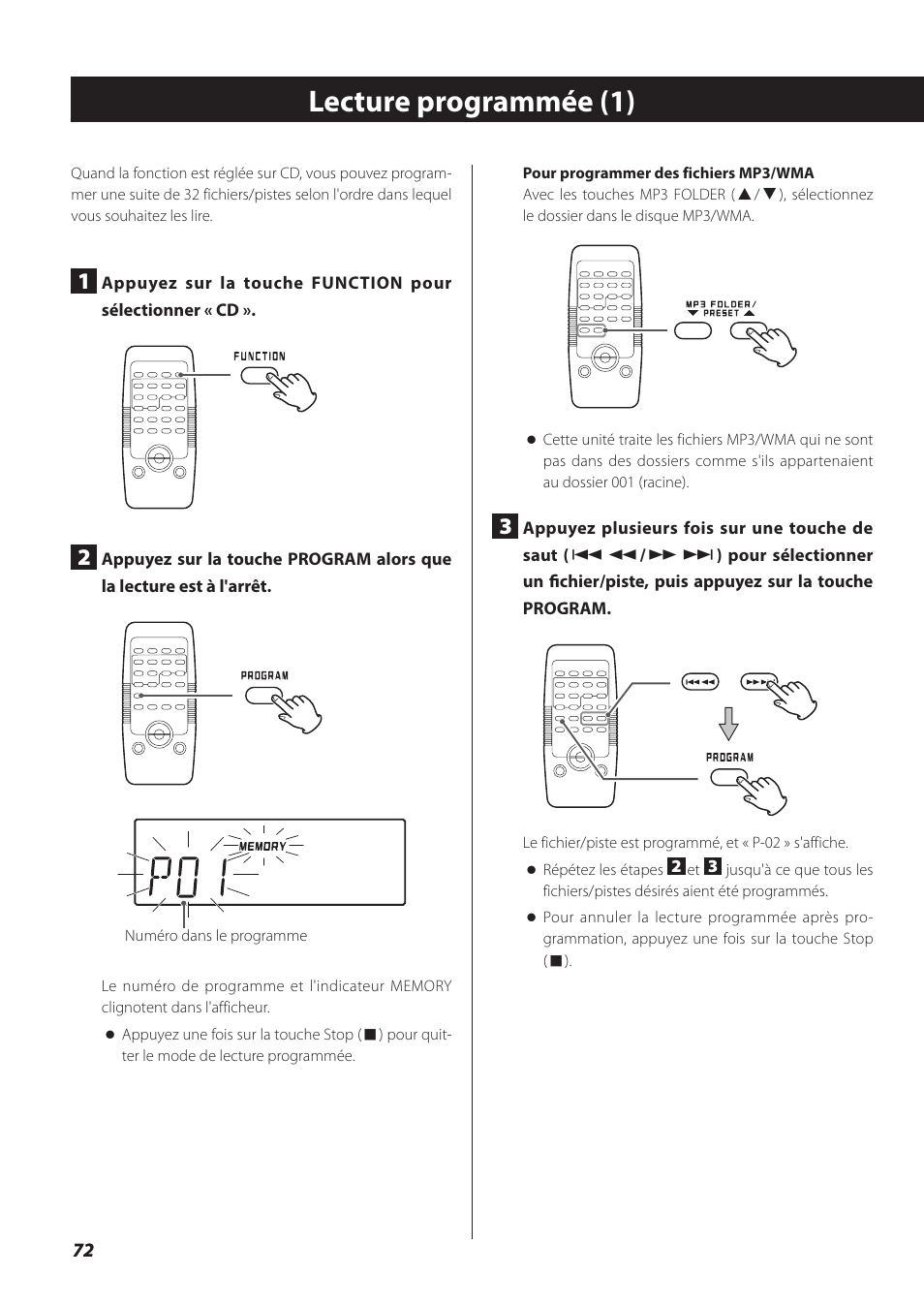 Lecture programmée, Lecture programmée (1) | Teac SL-D930 User Manual | Page 72 / 140