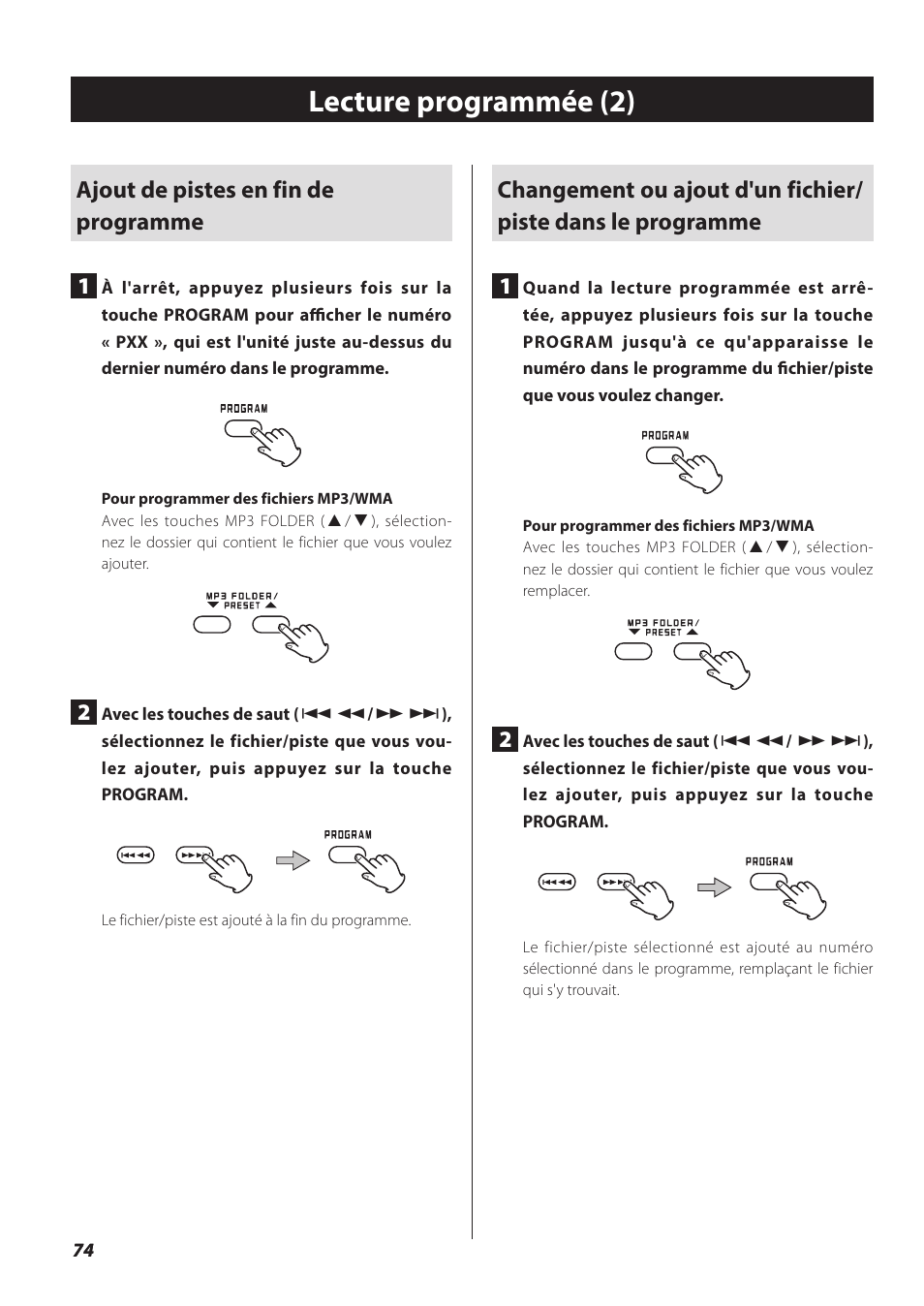 Lecture programmée (2) | Teac SL-D930 User Manual | Page 74 / 140