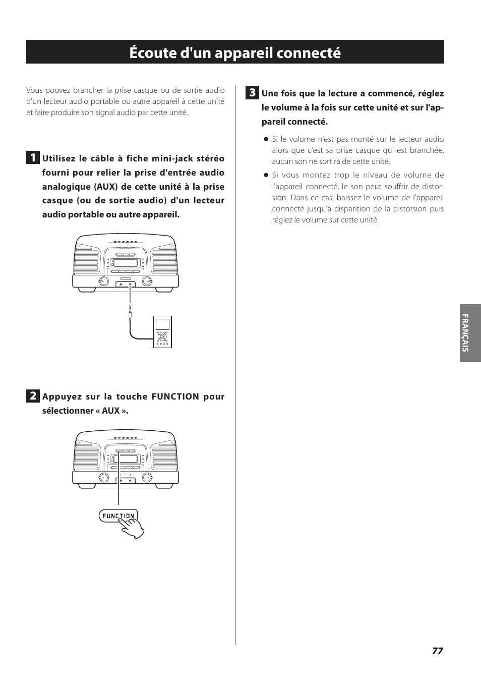 Écoute d'un appareil connecté | Teac SL-D930 User Manual | Page 77 / 140