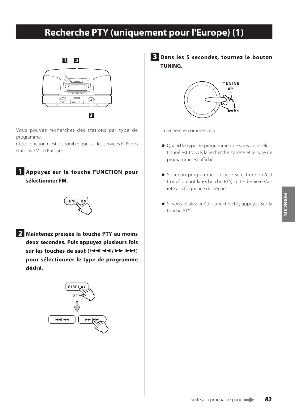 Recherche pty (uniquement pour l'europe), Recherche pty (uniquement pour l'europe) (1) | Teac SL-D930 User Manual | Page 83 / 140