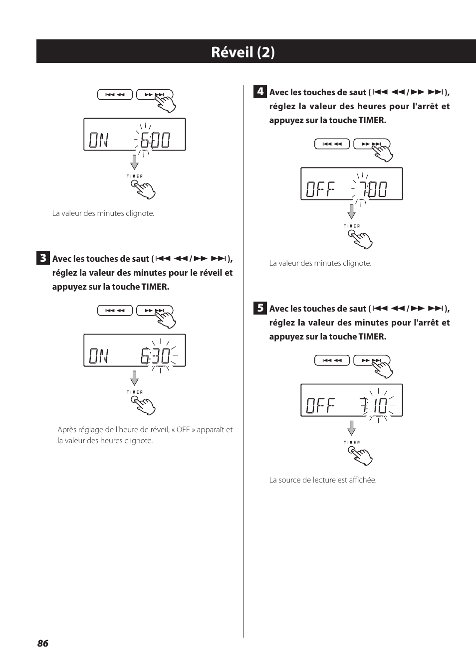 Réveil (2) | Teac SL-D930 User Manual | Page 86 / 140