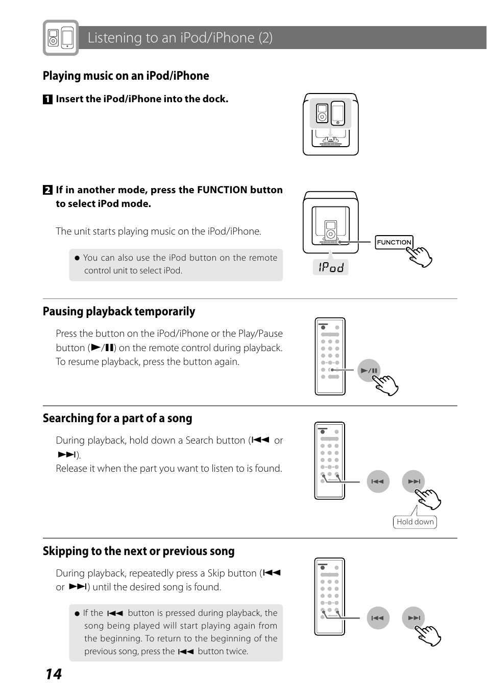 Listening to an ipod/iphone (2) | Teac SR-LUXi User Manual | Page 14 / 84