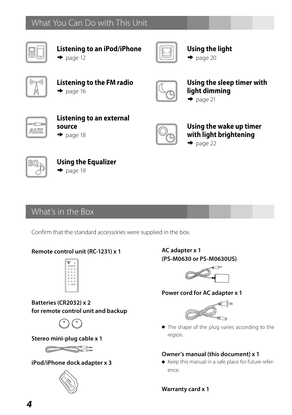 Owner’s manual, What you can do with this unit, What’s in the box | What’s in the box what you can do with this unit | Teac SR-LUXi User Manual | Page 4 / 84