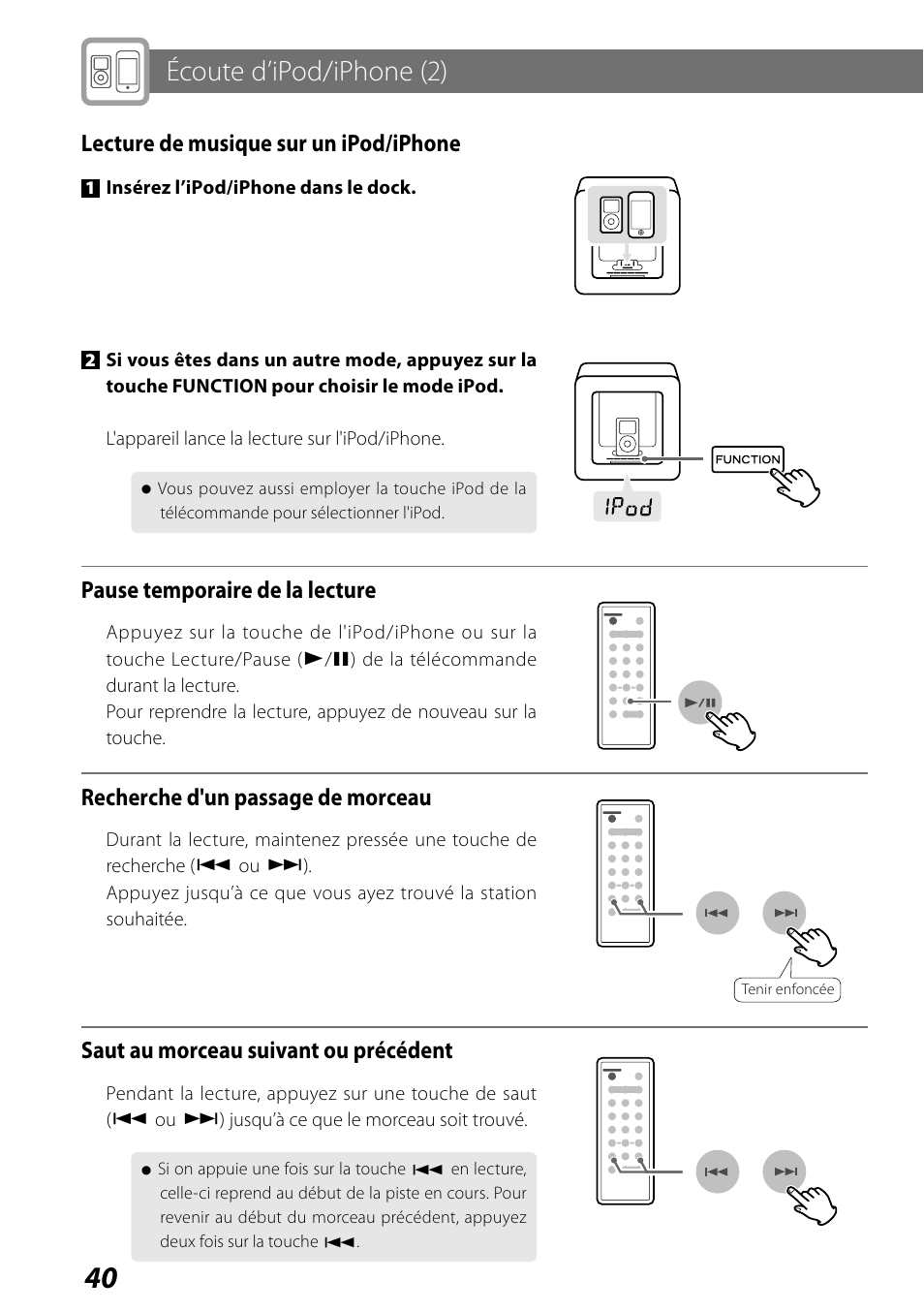 Écoute d’ipod/iphone (2) | Teac SR-LUXi User Manual | Page 40 / 84