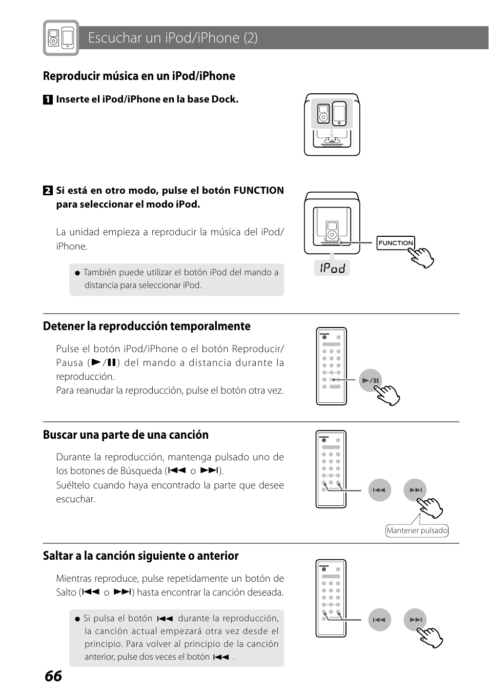 Escuchar un ipod/iphone (2) | Teac SR-LUXi User Manual | Page 66 / 84