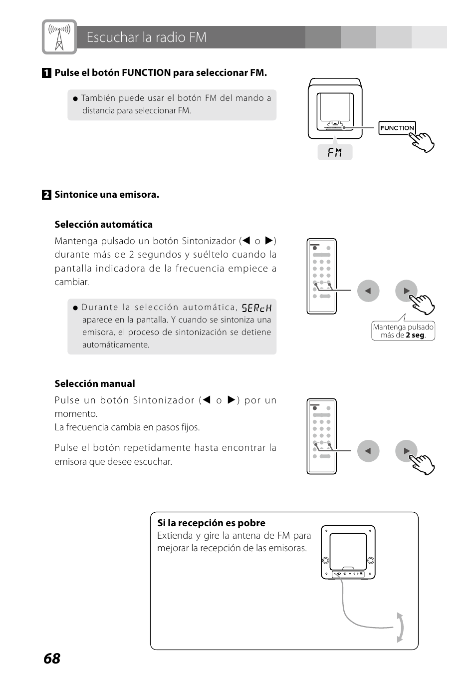 Escuchar la radio fm | Teac SR-LUXi User Manual | Page 68 / 84