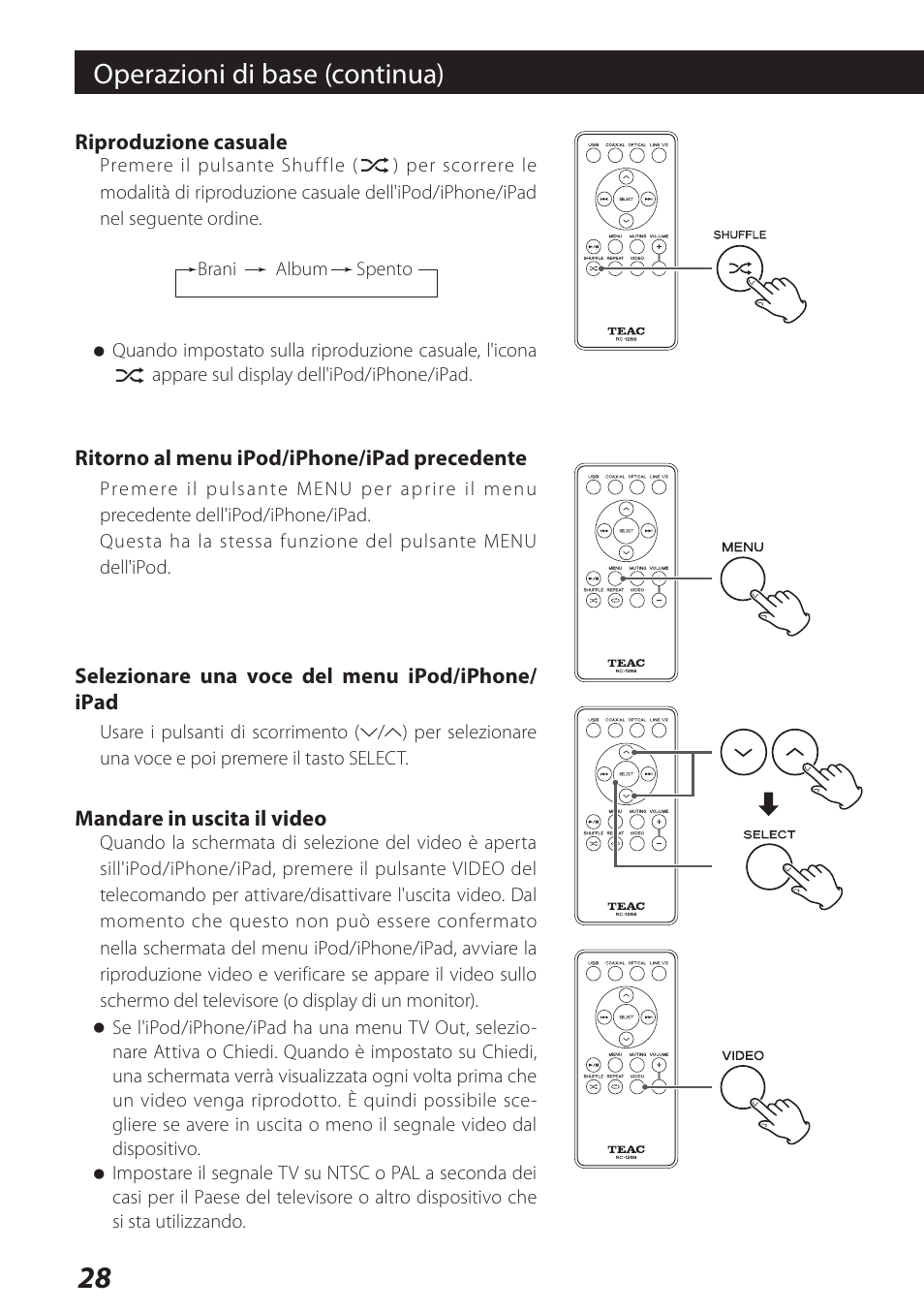 Operazioni di base (continua) | Teac DS-H01 User Manual | Page 28 / 32