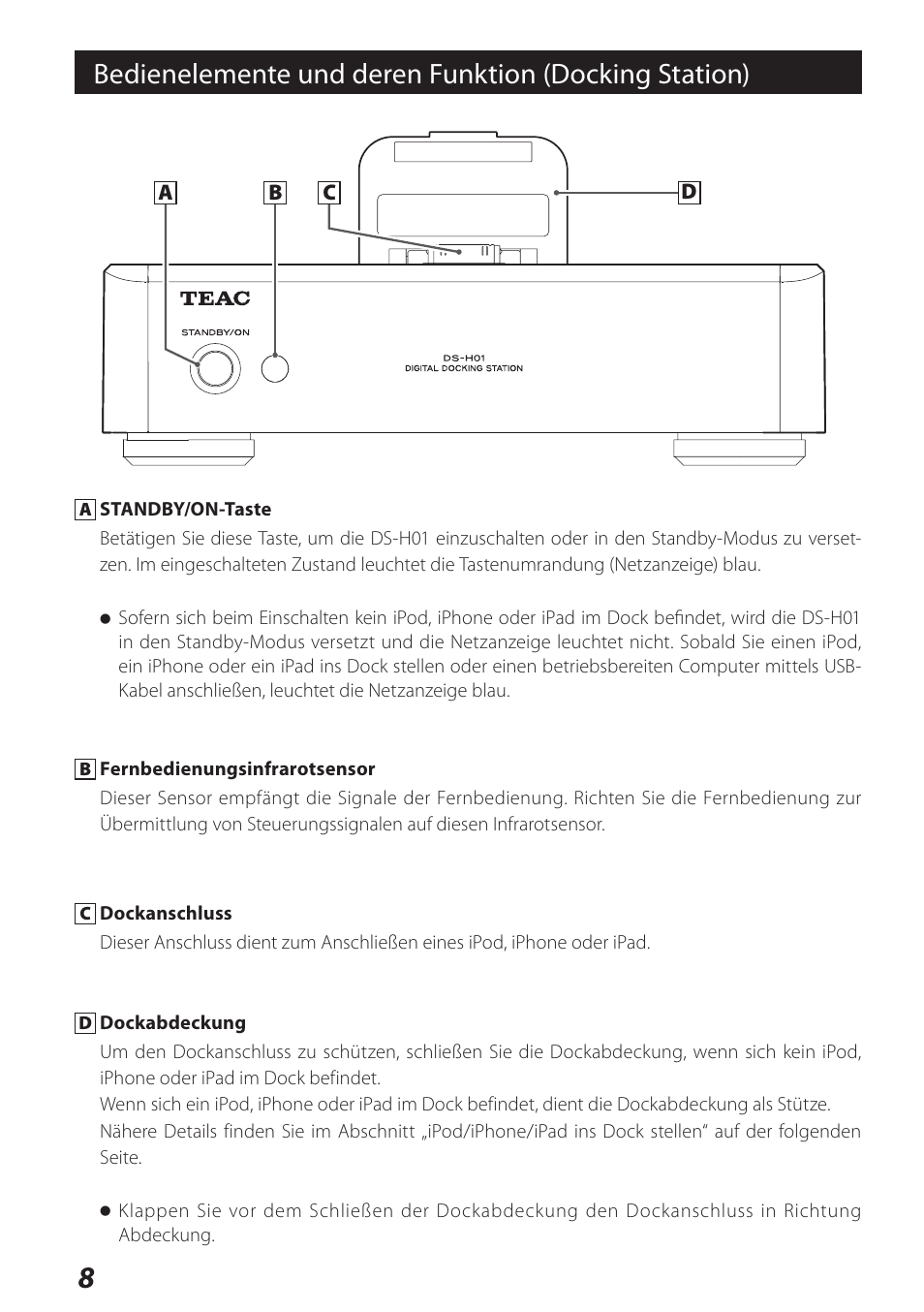 Teac DS-H01 User Manual | Page 8 / 32