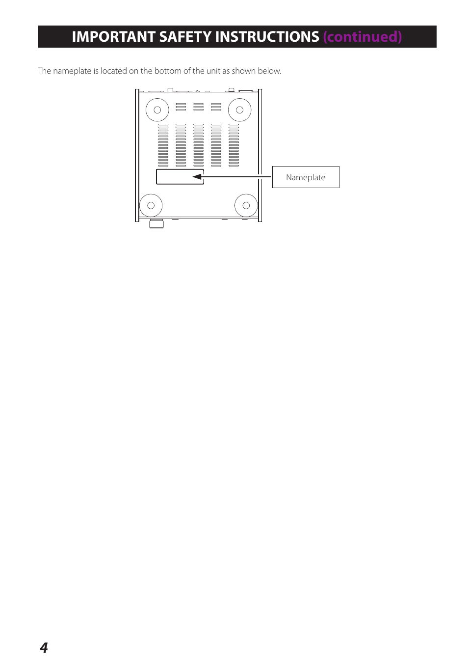 Important safety instructions (continued) | Teac UD-301 User Manual | Page 4 / 48