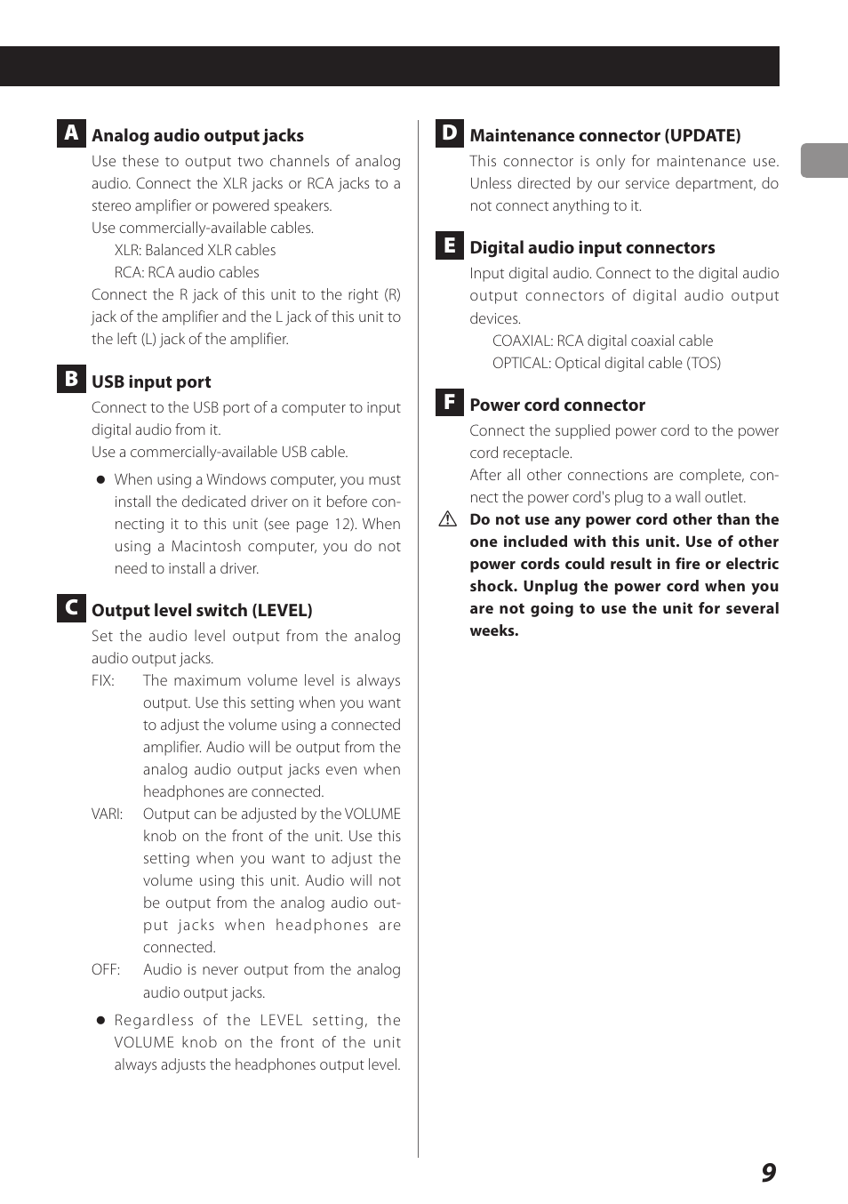 Teac UD-301 User Manual | Page 9 / 48