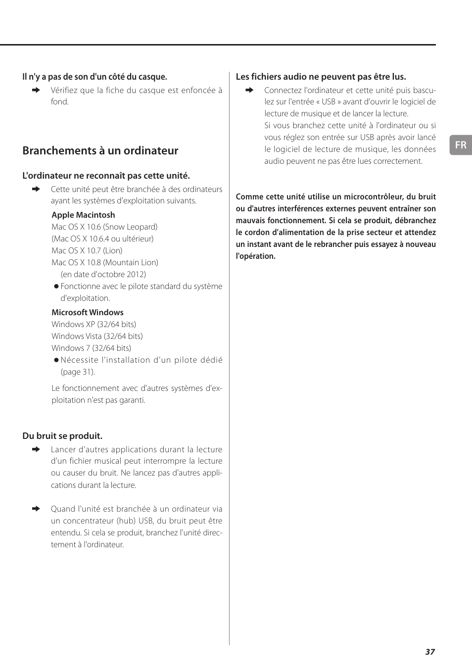 Branchements à un ordinateur | Teac UD-501 User Manual | Page 37 / 60