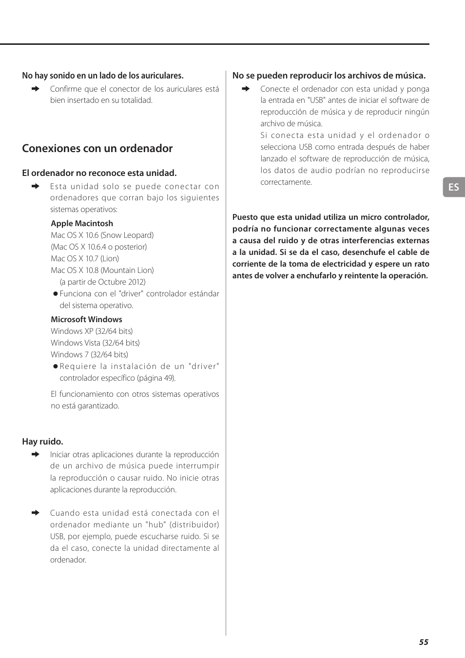 Conexiones con un ordenador | Teac UD-501 User Manual | Page 55 / 60