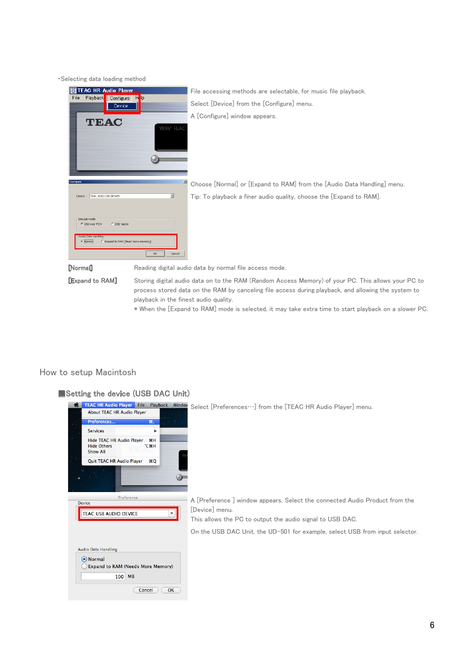 How to setup macintosh | Teac UD-501 high-res User Manual | Page 6 / 7