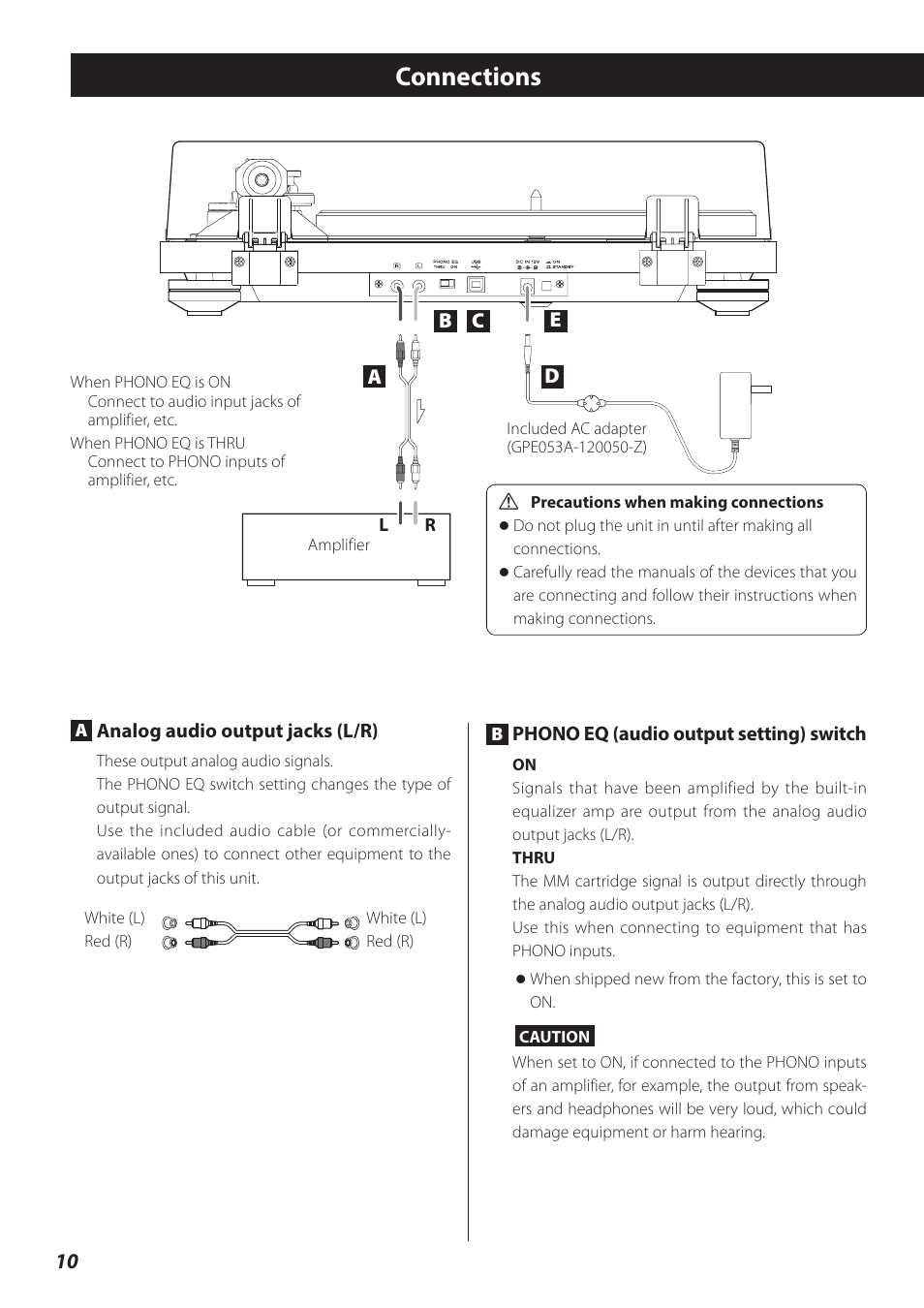 Connections | Teac TN-300 User Manual | Page 10 / 116