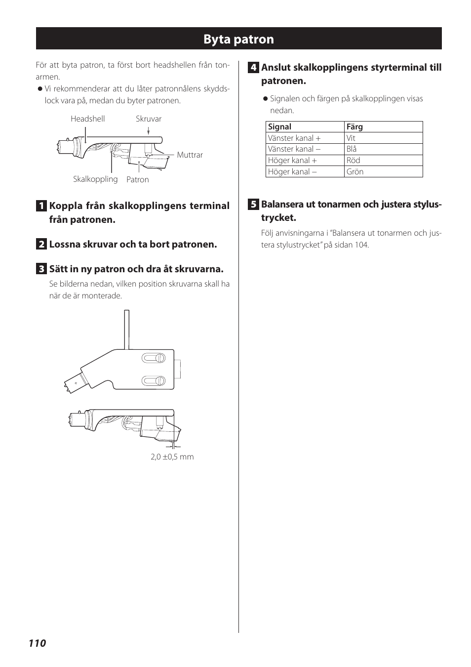 Byta patron | Teac TN-300 User Manual | Page 110 / 116