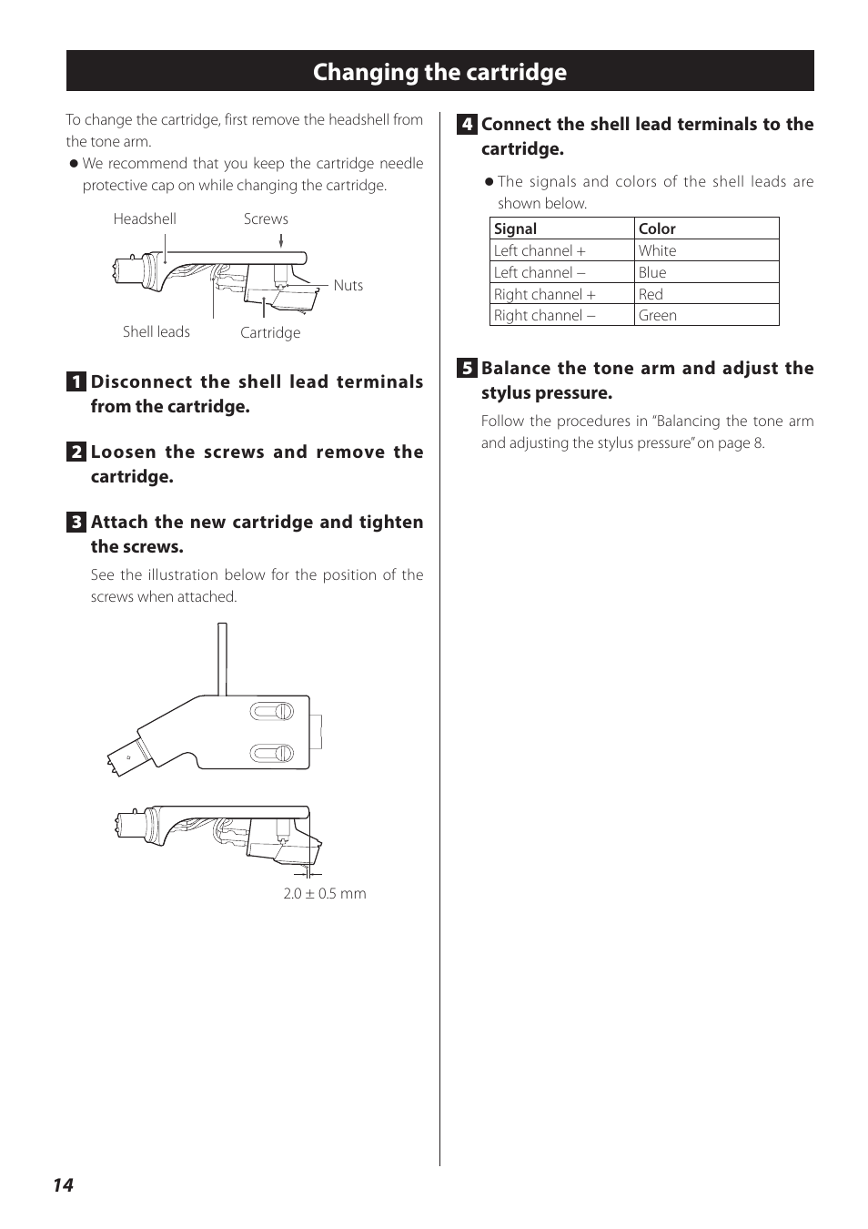 Changing the cartridge | Teac TN-300 User Manual | Page 14 / 116