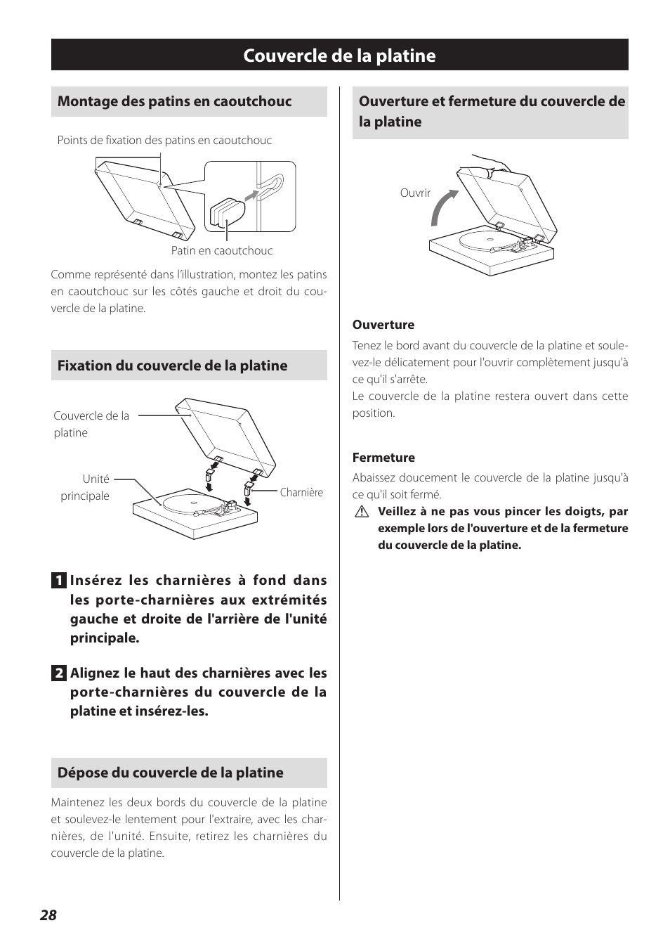 Couvercle de la platine | Teac TN-300 User Manual | Page 28 / 116