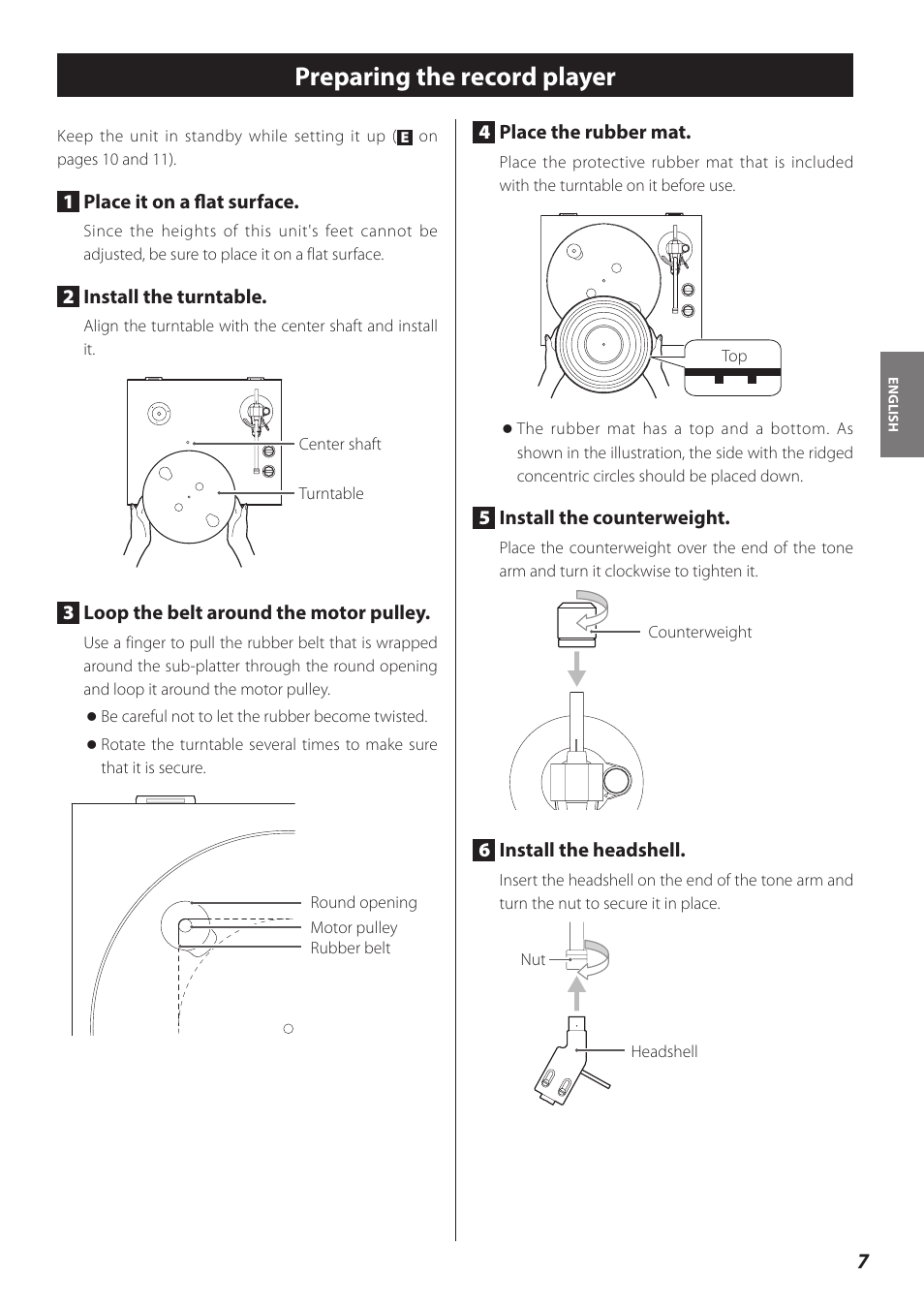 Preparing the record player | Teac TN-300 User Manual | Page 7 / 116