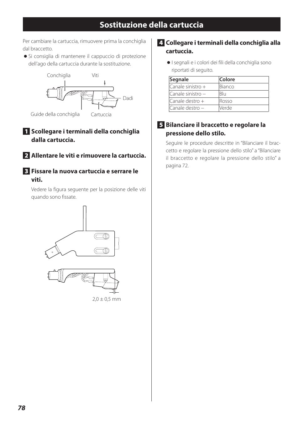 Sostituzione della cartuccia | Teac TN-300 User Manual | Page 78 / 116