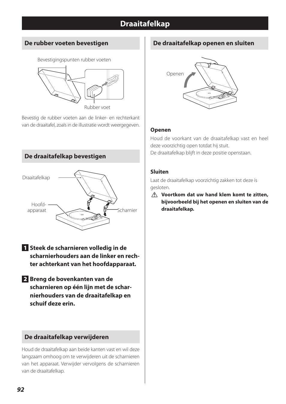 Draaitafelkap | Teac TN-300 User Manual | Page 92 / 116