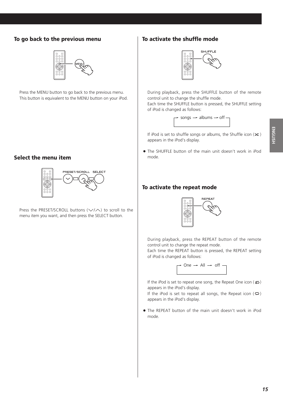 Select the menu item | Teac MC-DX32I User Manual | Page 15 / 76