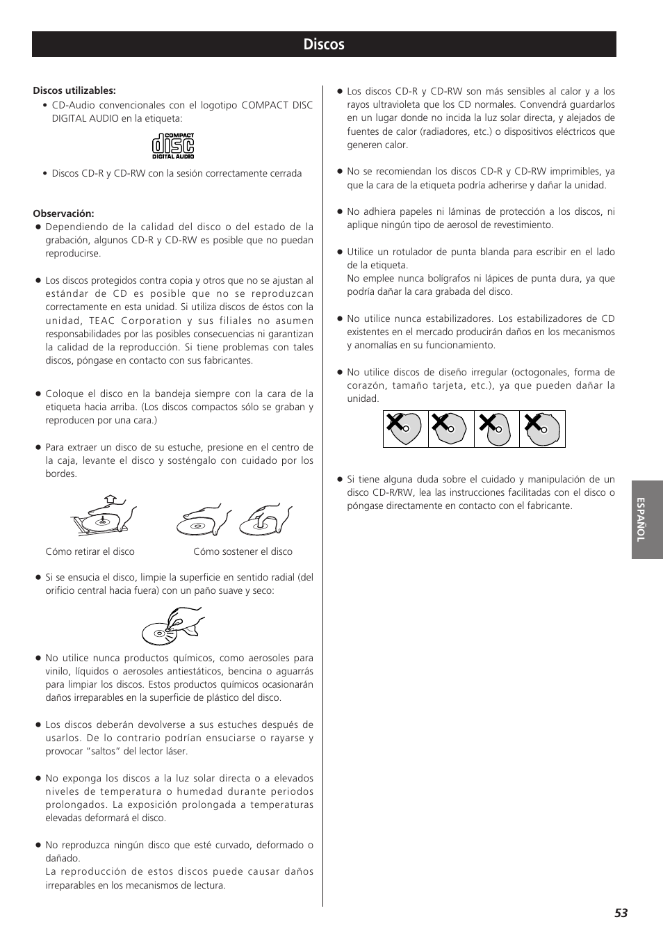 Discos | Teac MC-DX32I User Manual | Page 53 / 76