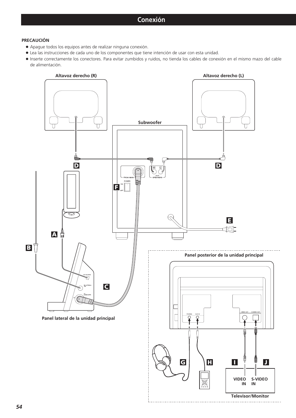 Conexión | Teac MC-DX32I User Manual | Page 54 / 76