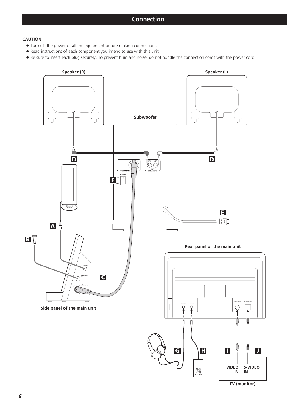 Connection | Teac MC-DX32I User Manual | Page 6 / 76