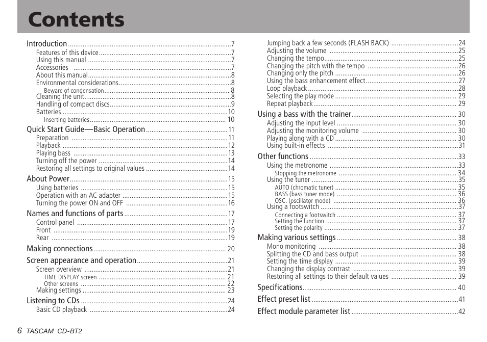 Teac CD-BT2 User Manual | Page 6 / 44