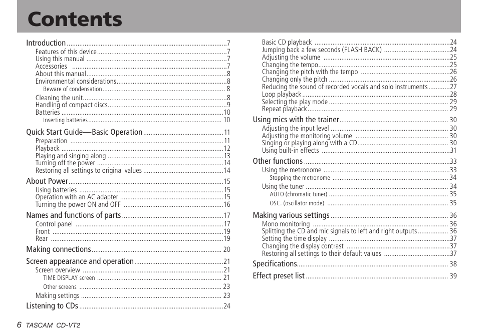 Teac CD-VT2 User Manual | Page 6 / 40