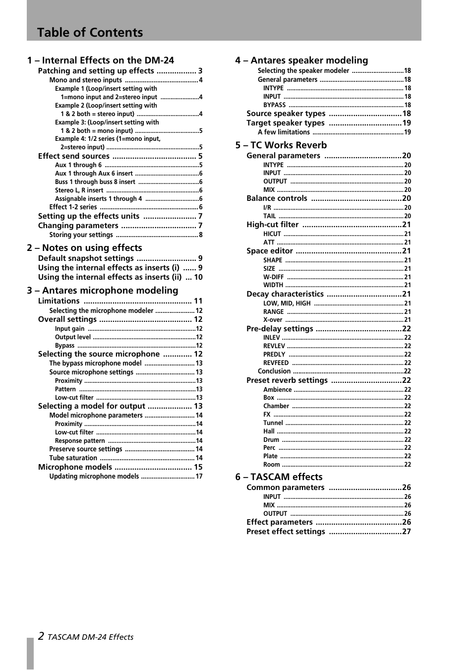 Teac DM-24 Effects Manual User Manual | Page 2 / 32