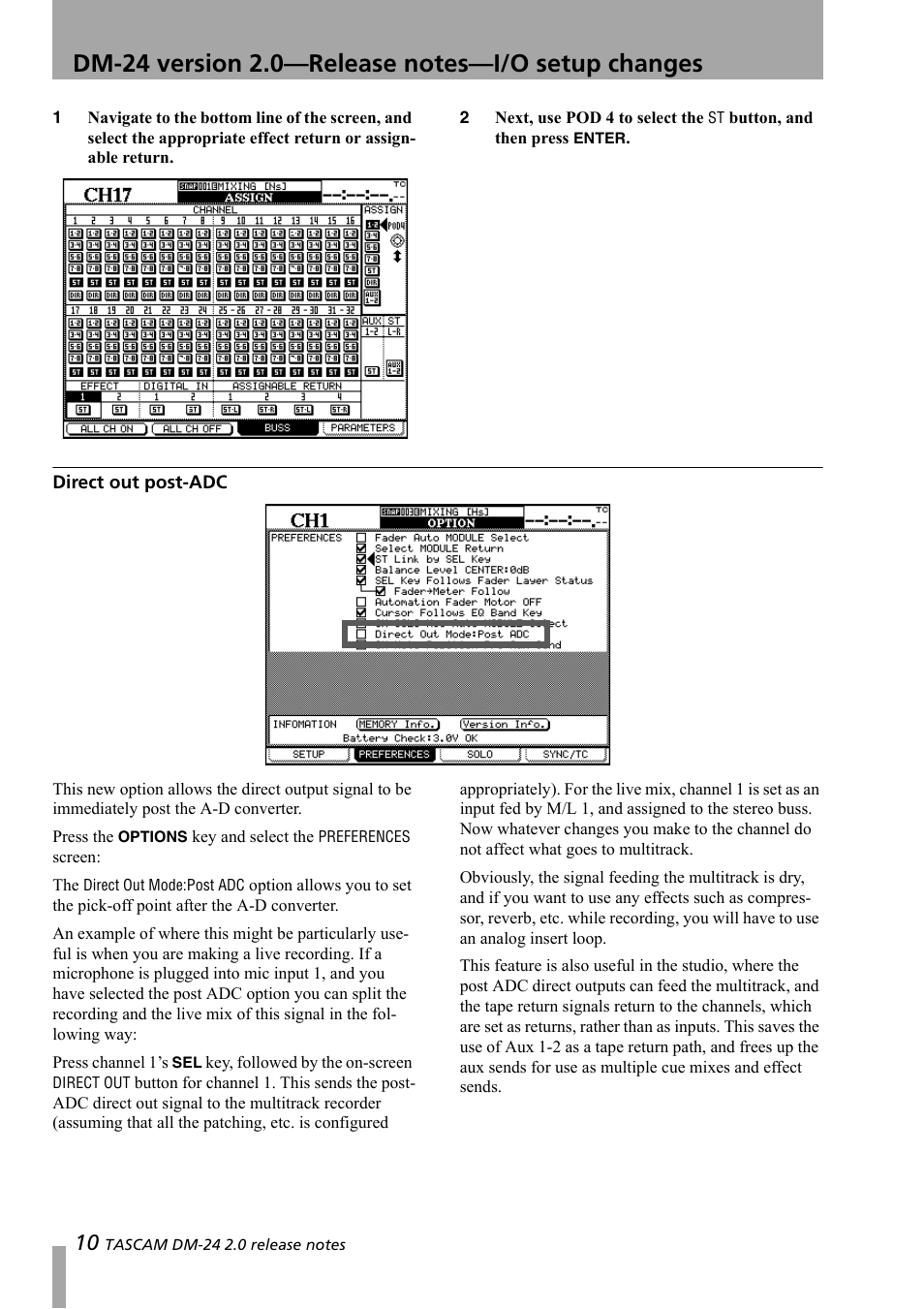 Direct out post-adc | Teac DM-24 Addendum User Manual | Page 10 / 28