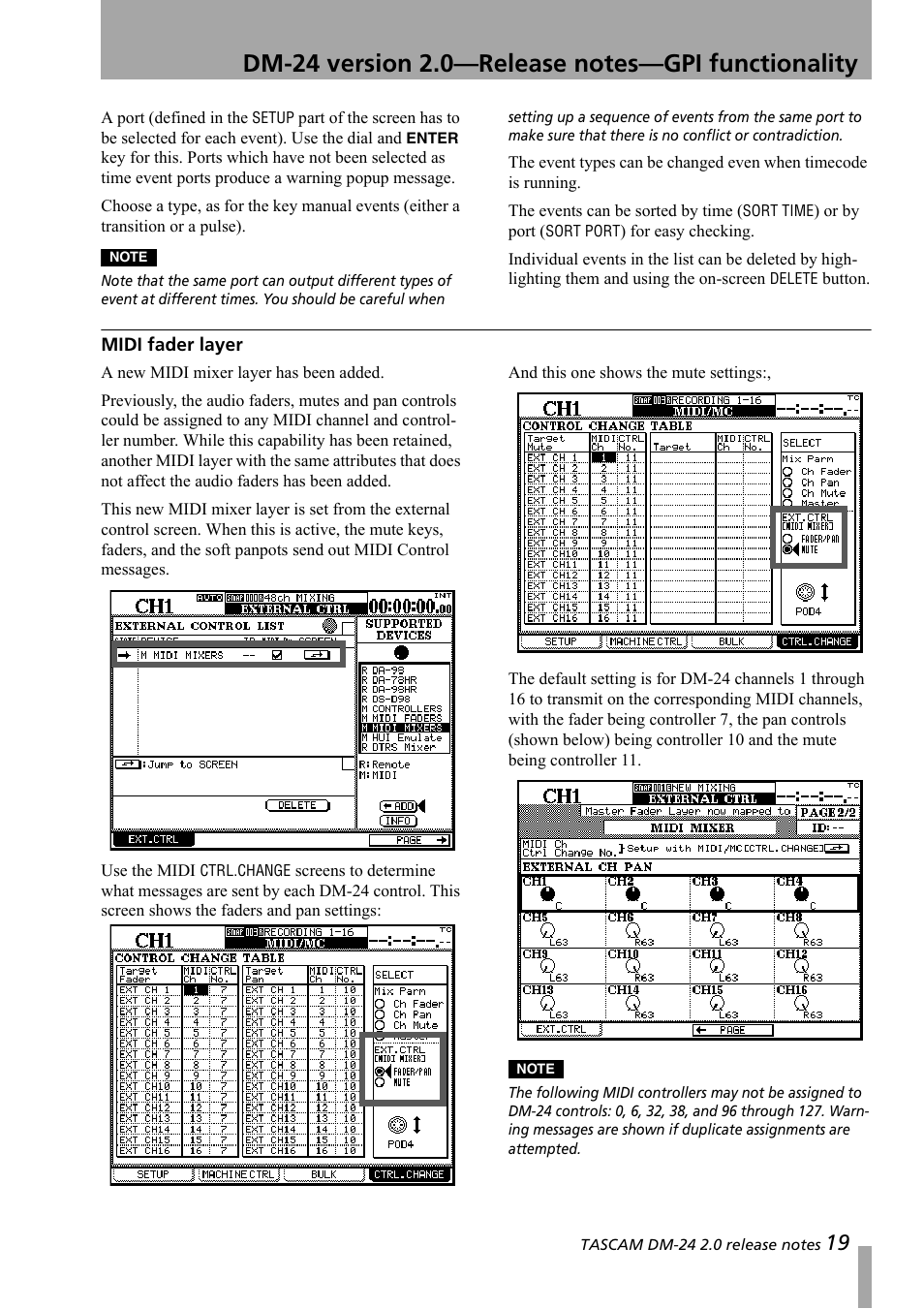 Midi fader layer | Teac DM-24 Addendum User Manual | Page 19 / 28