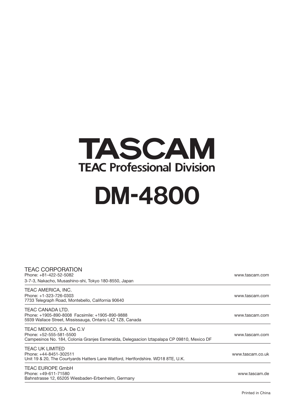 Dm-4800 | Teac DM-4800 Effect List User Manual | Page 32 / 32