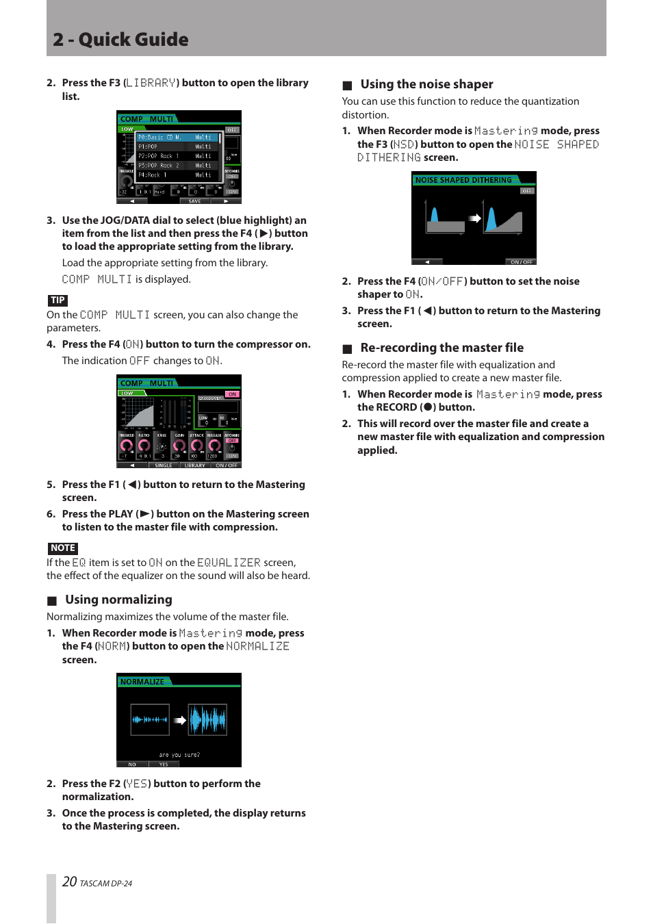 2 - quick guide | Teac DP-24 User Manual | Page 20 / 108