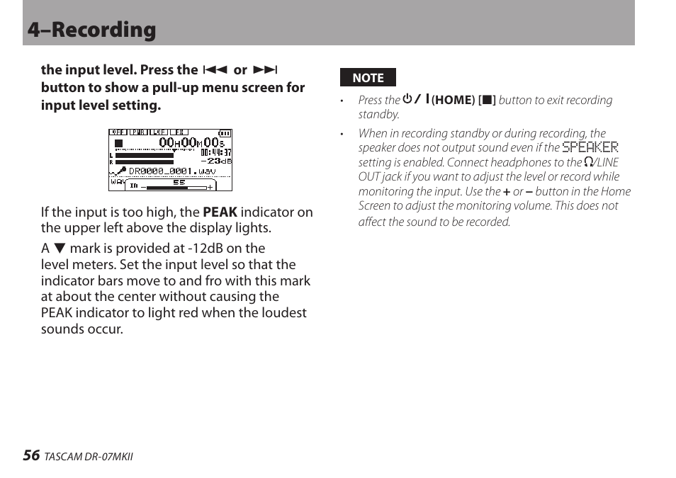 4–recording | Teac DR-07MKII User Manual | Page 56 / 124