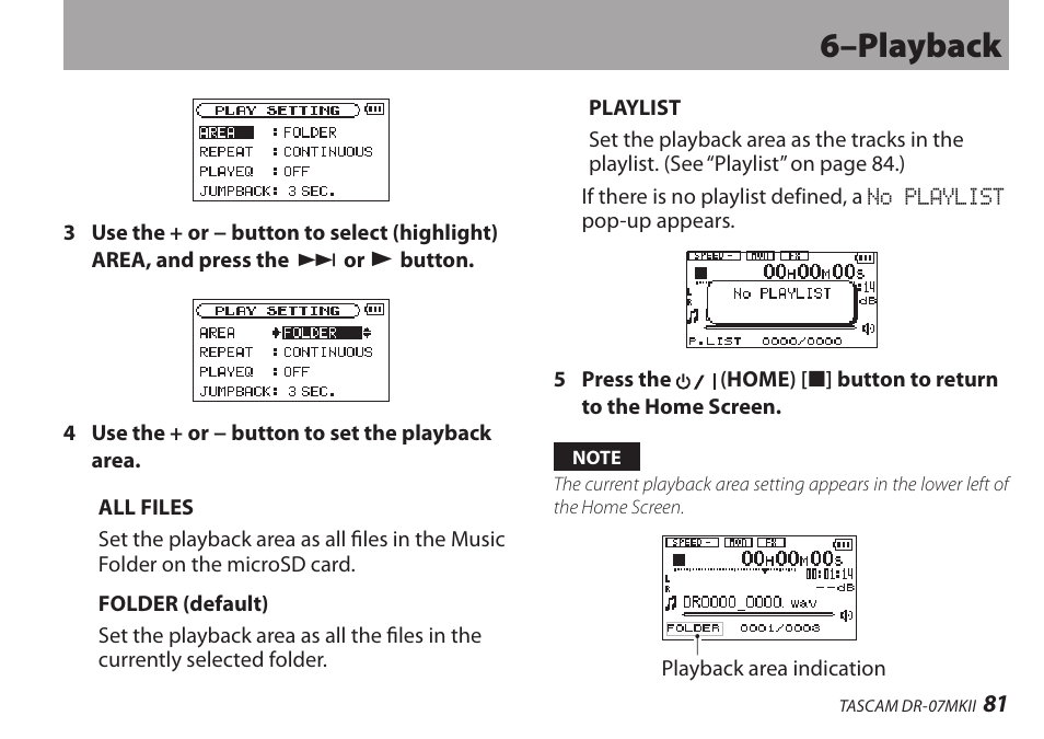 6–playback | Teac DR-07MKII User Manual | Page 81 / 124