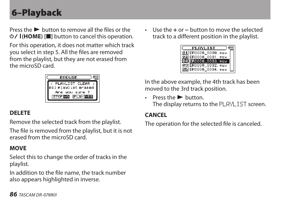 6–playback | Teac DR-07MKII User Manual | Page 86 / 124