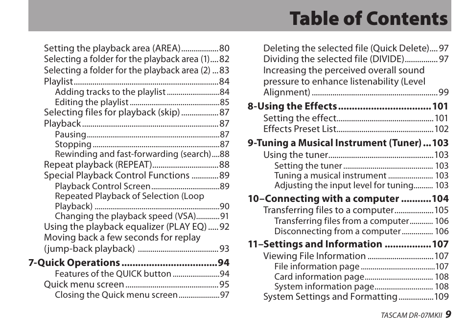 Teac DR-07MKII User Manual | Page 9 / 124