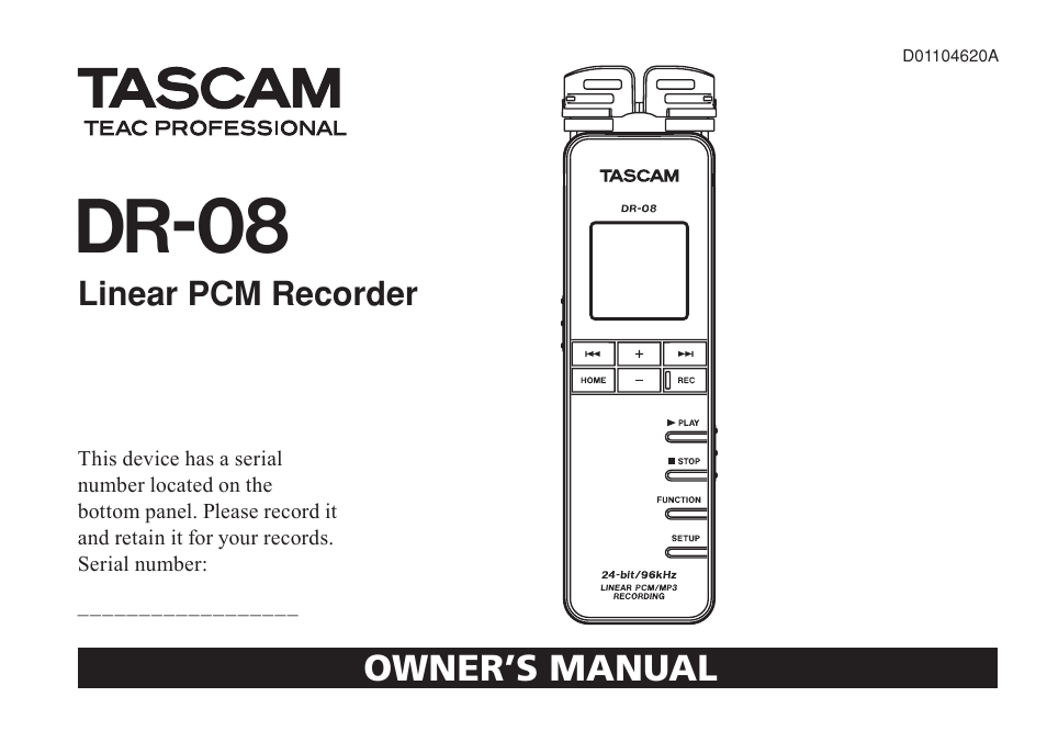 Tascam DR-08 User Manual | 112 pages